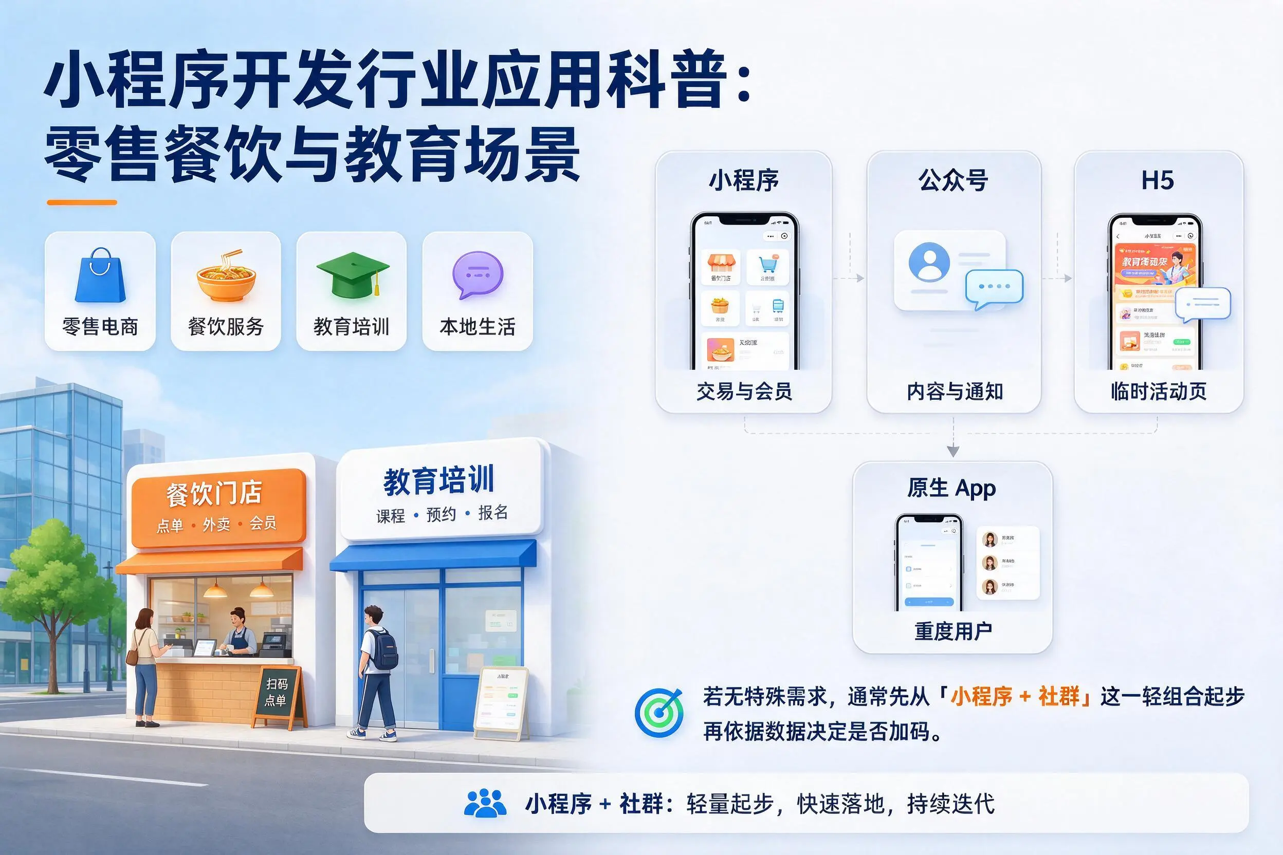 保亭小程序开发行业应用科普:零售餐饮与教育场景