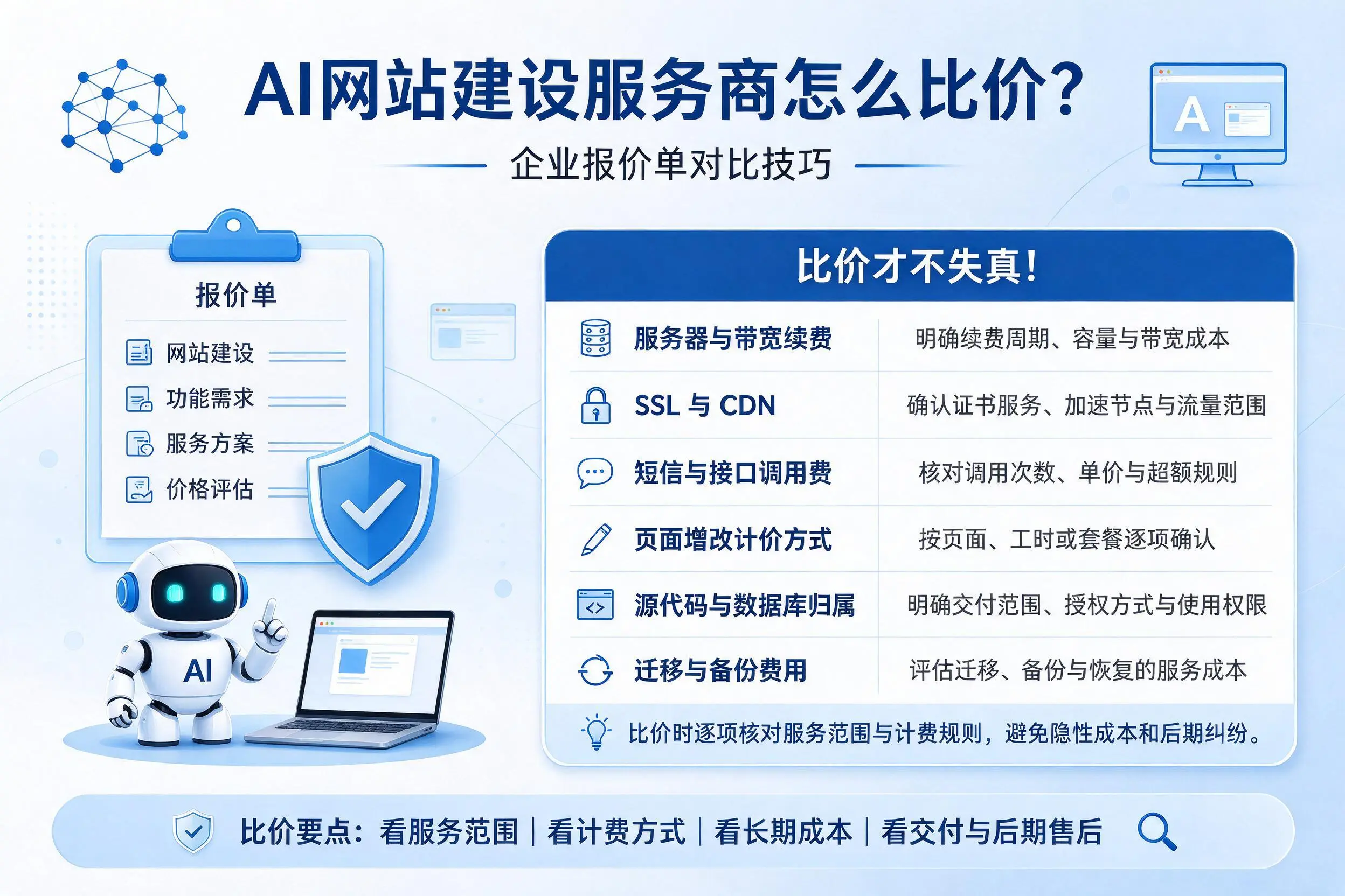 AI网站建设服务商怎么比价?保亭企业报价单对比技巧
